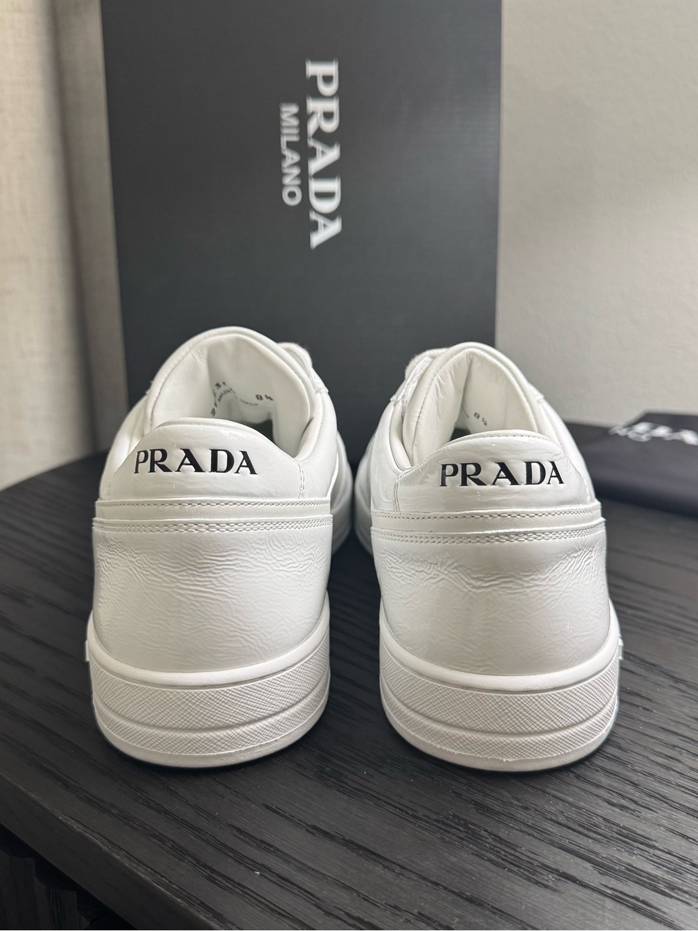 Prada Downtown Sneakers Low-Top Leather White 9.5 - Picture 7 of 9